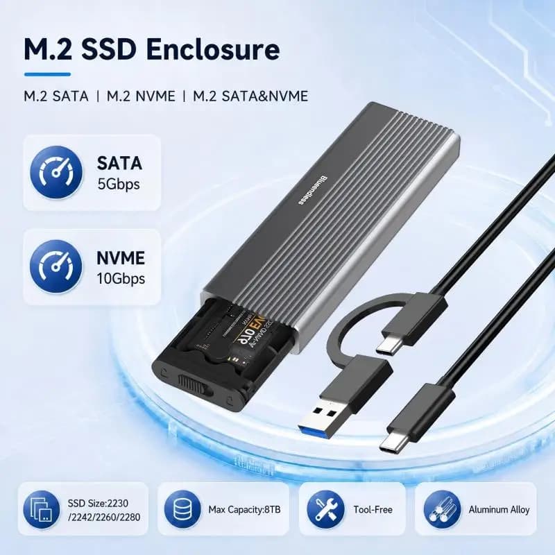 M.2 NVME SSD External Portable 10Gbps USB3.1 USB 3.1 to M.2 PCi-E NVME SSD Enclosure Case Aluminum Alloy