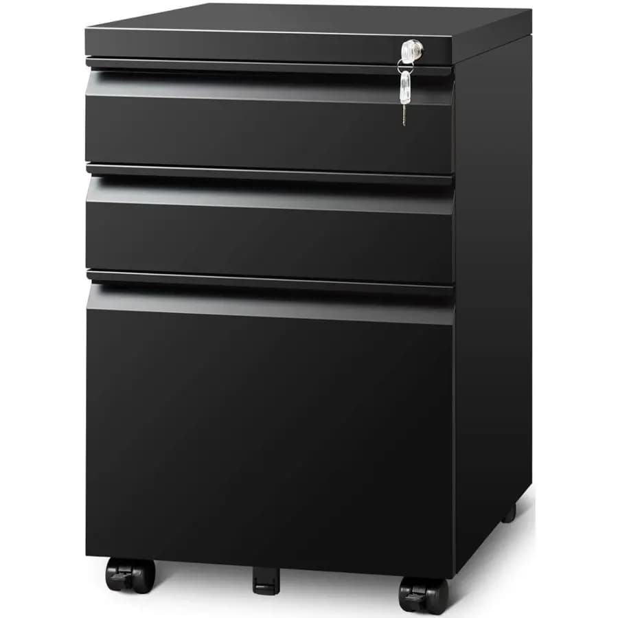 Armadietti per l'home office, armadietto portadocumenti mobile con serratura, armadietto portadocumenti a 3 cassetti per cartelle formato A4 Letter Legal, completamente assemblato