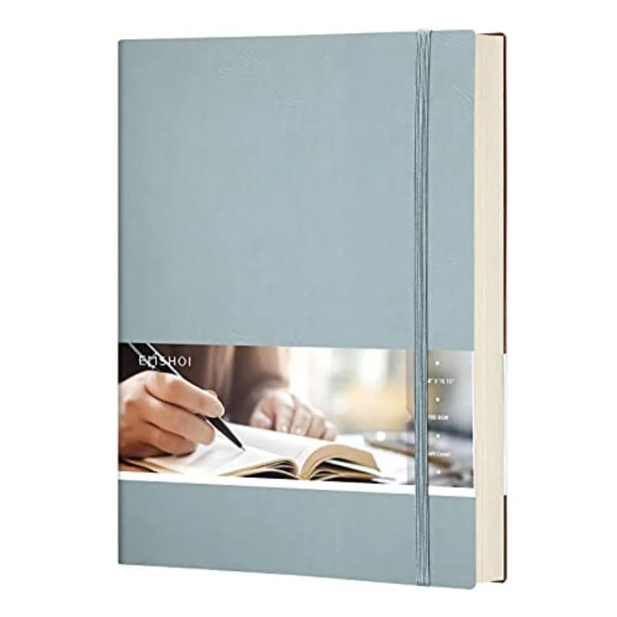 Notebook College - B5 Large Thick Notebook Leather Journal with Free Sticky Notes, 204 Numbered Pages, 100gsm Thick Lined Paper