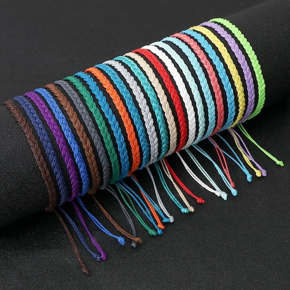 Braccialetto Regolabile Impermeabile in Corda Cerata per Donne e Uomini, Bracciale Tibetano Buddista Intrecciato a Mano