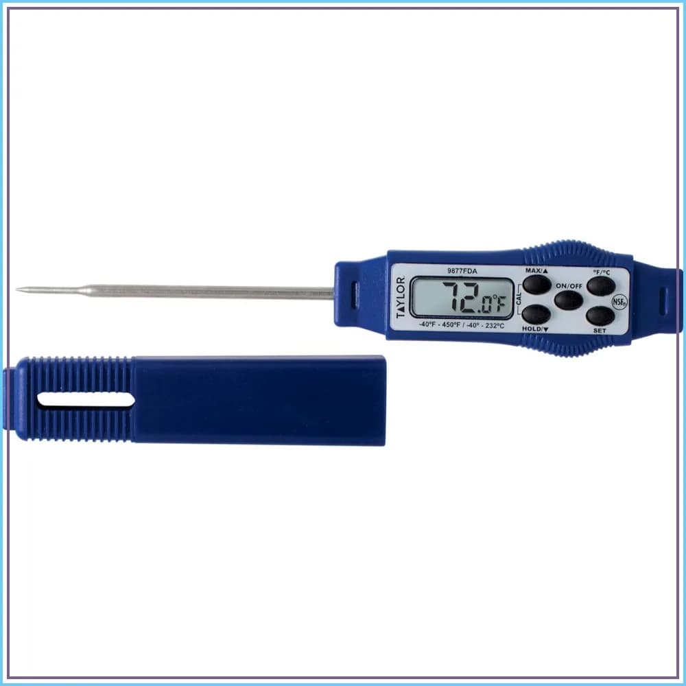 Compact Waterproof Digital Food Thermometer, 2.81" Stem, 1.5mm Probe, NSF Certified, Blue