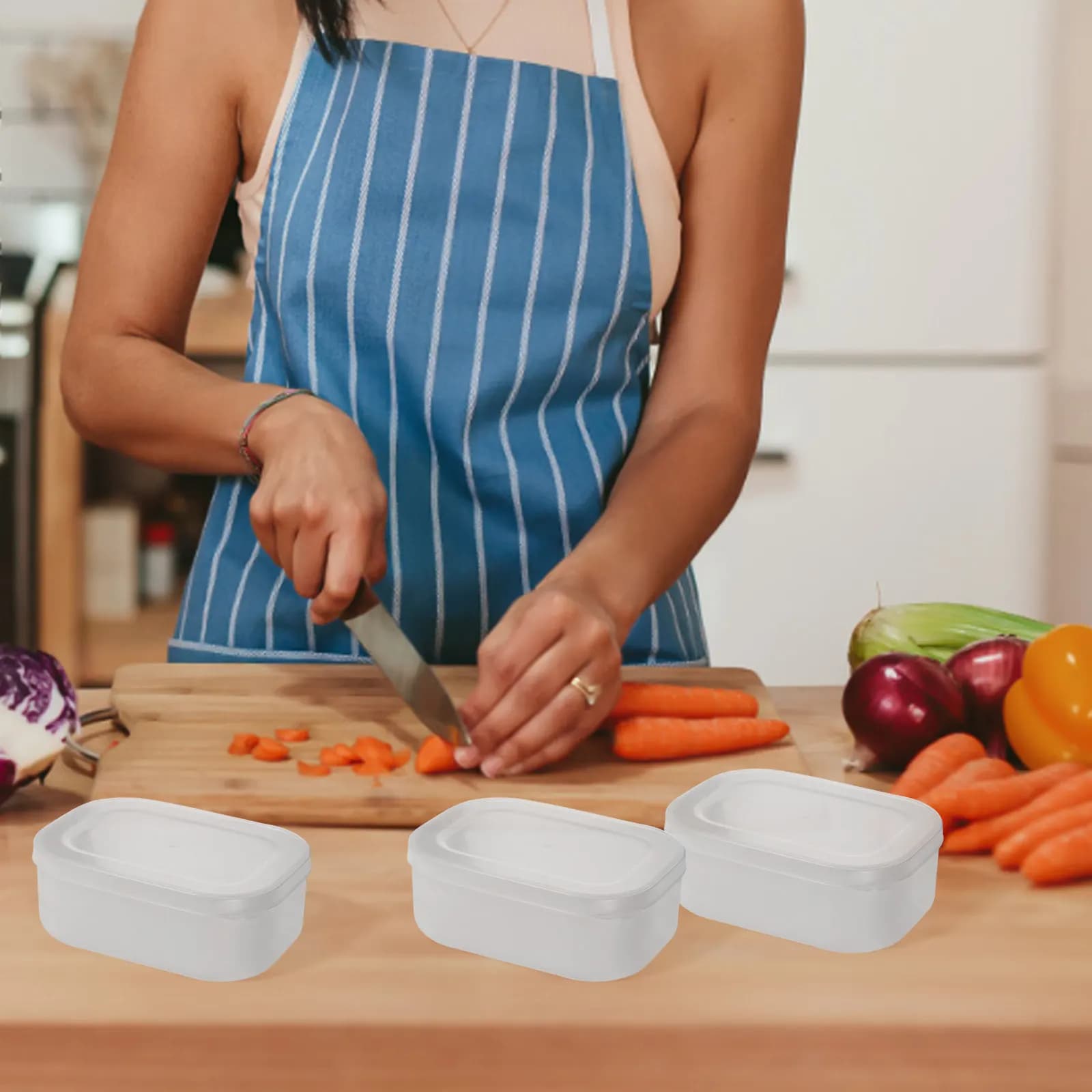 5Pcs Grain Rice Storage Boxes Portion Control Freezable Containers Meal Prep Stackable Healthy Diet Food Storage Small Boxes
