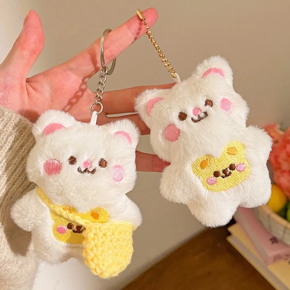 Divertente Portachiavi in Peluche, Ciondolo a Forma di Gatto, Charm per Zaino, Decorazione per Auto, Accessorio per Borsa