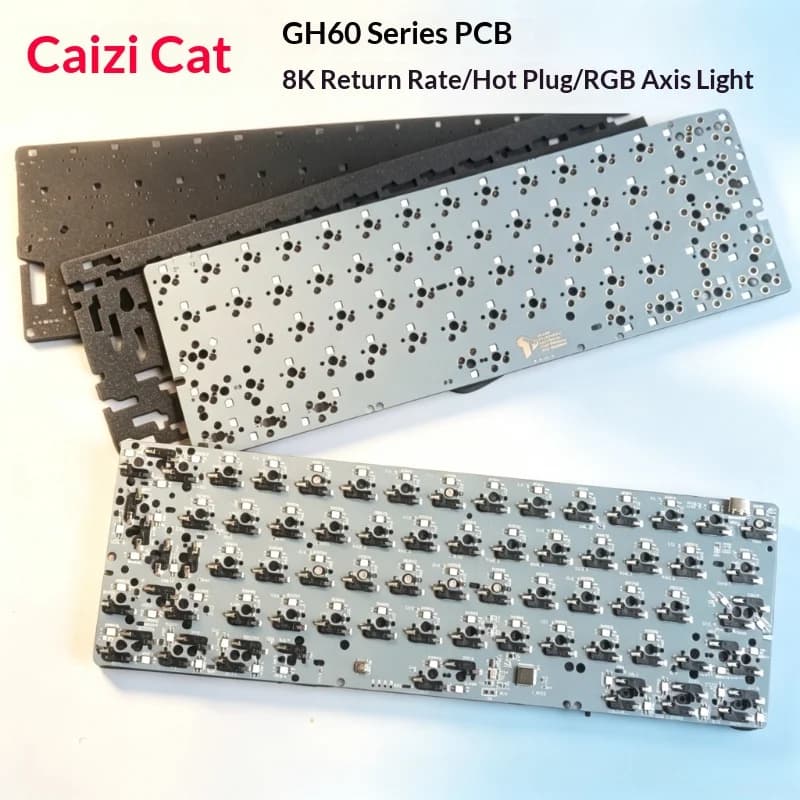 GH60 Keyboard PCB Customized Wired Single Mode Hot Swap RGB VIA 8K Return Rate MX Mechanical Switch Keyboard Accessories DIY
