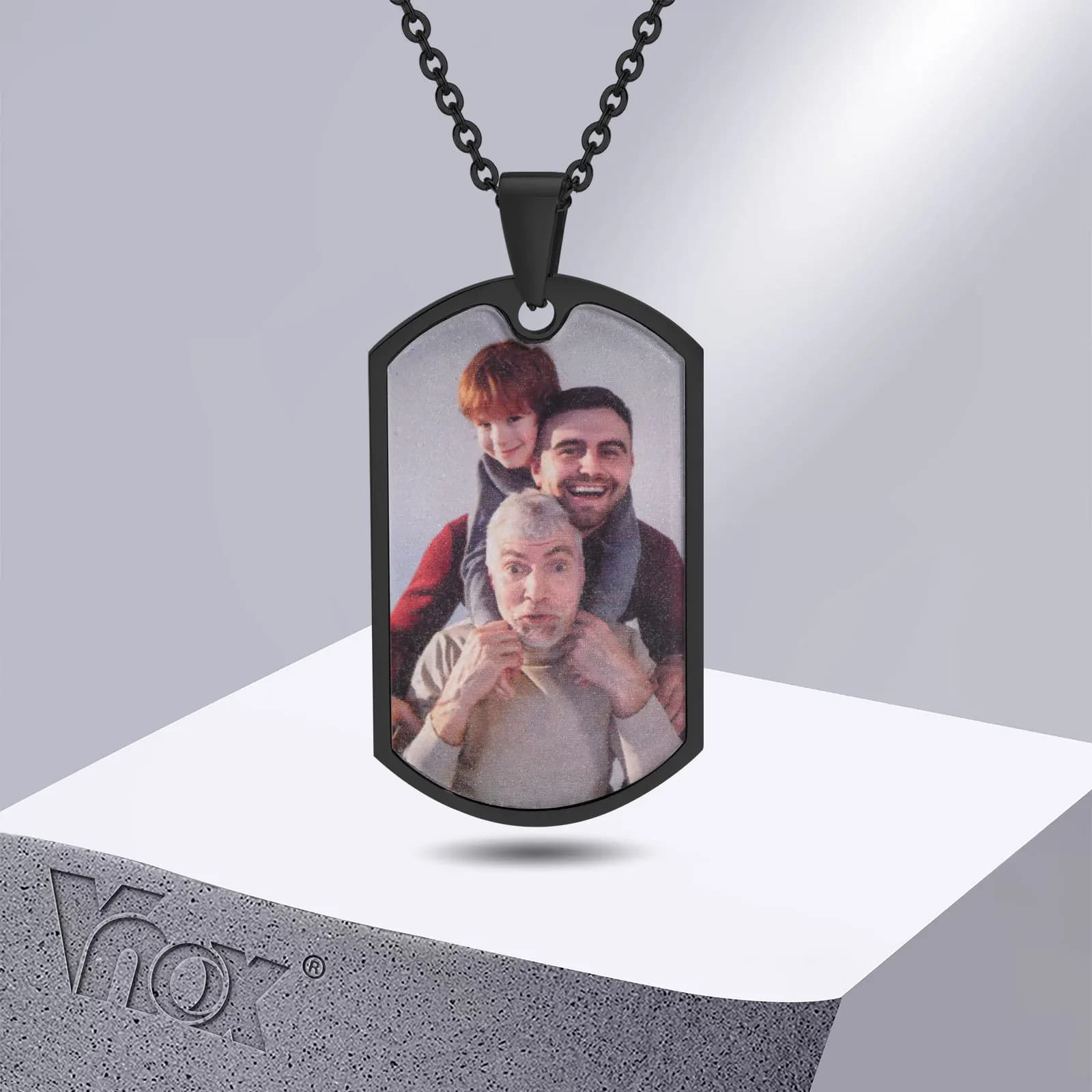 Vnox Foto personalizzate gratuite Parole Collane con targhetta per cani per uomo Donna, Acciaio inossidabile Personalizza regali di ricordo con collare significativo
