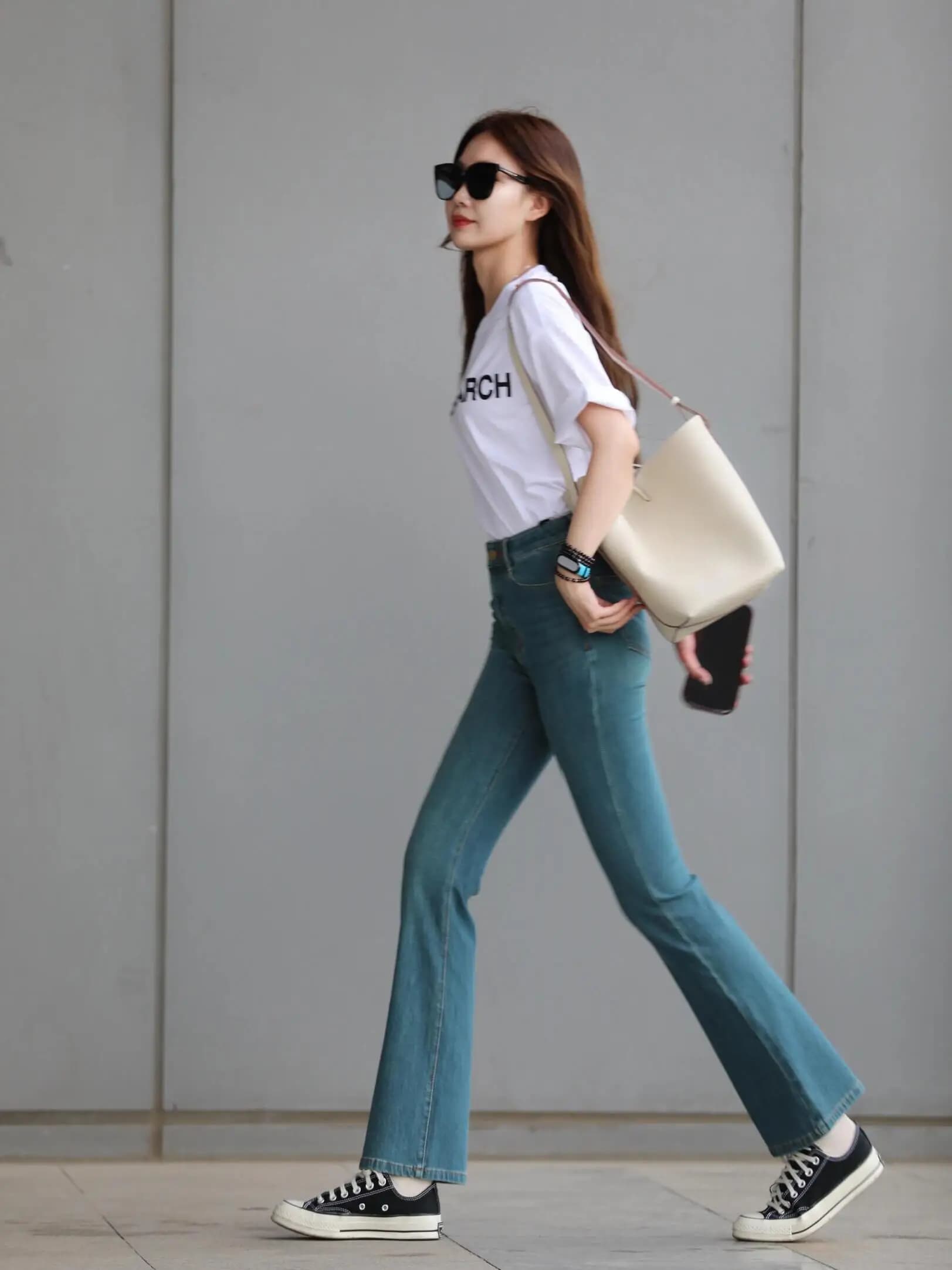 Retro Blue Silk Elastic Micro Flare Denim Jeans Women's Thin Summer Small Size High Waist Nine Points Hoof Pants