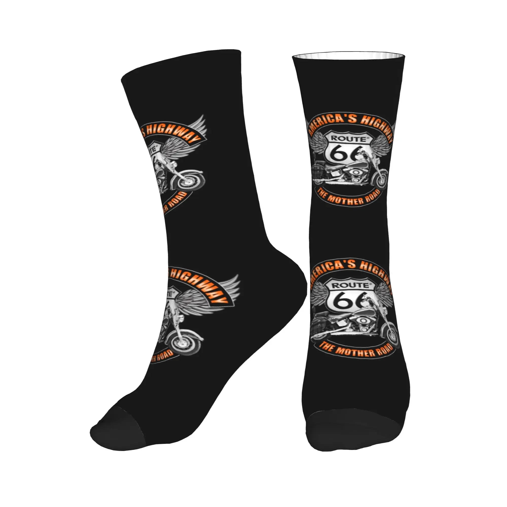 Simpatici calzini da uomo Americas Highway Route 66, calzini unisex caldi e traspiranti con stampa 3D USA Highway Crew