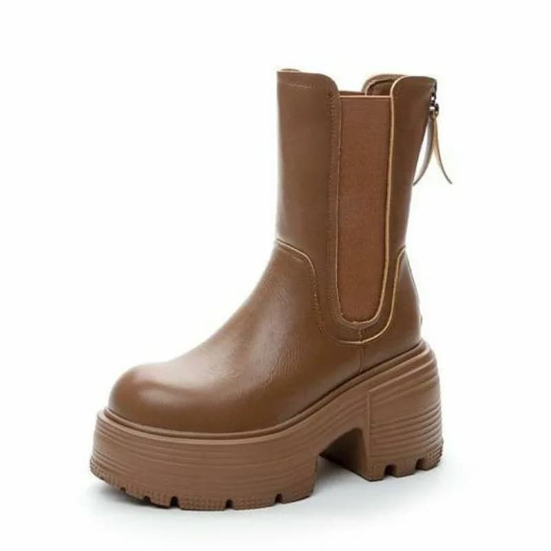 9 cm Nuovo ROME Stivaletti Chelsea da moto in vera pelle da donna Autunno da donna Scarpe stabili con supporto per arco primaverile elastico