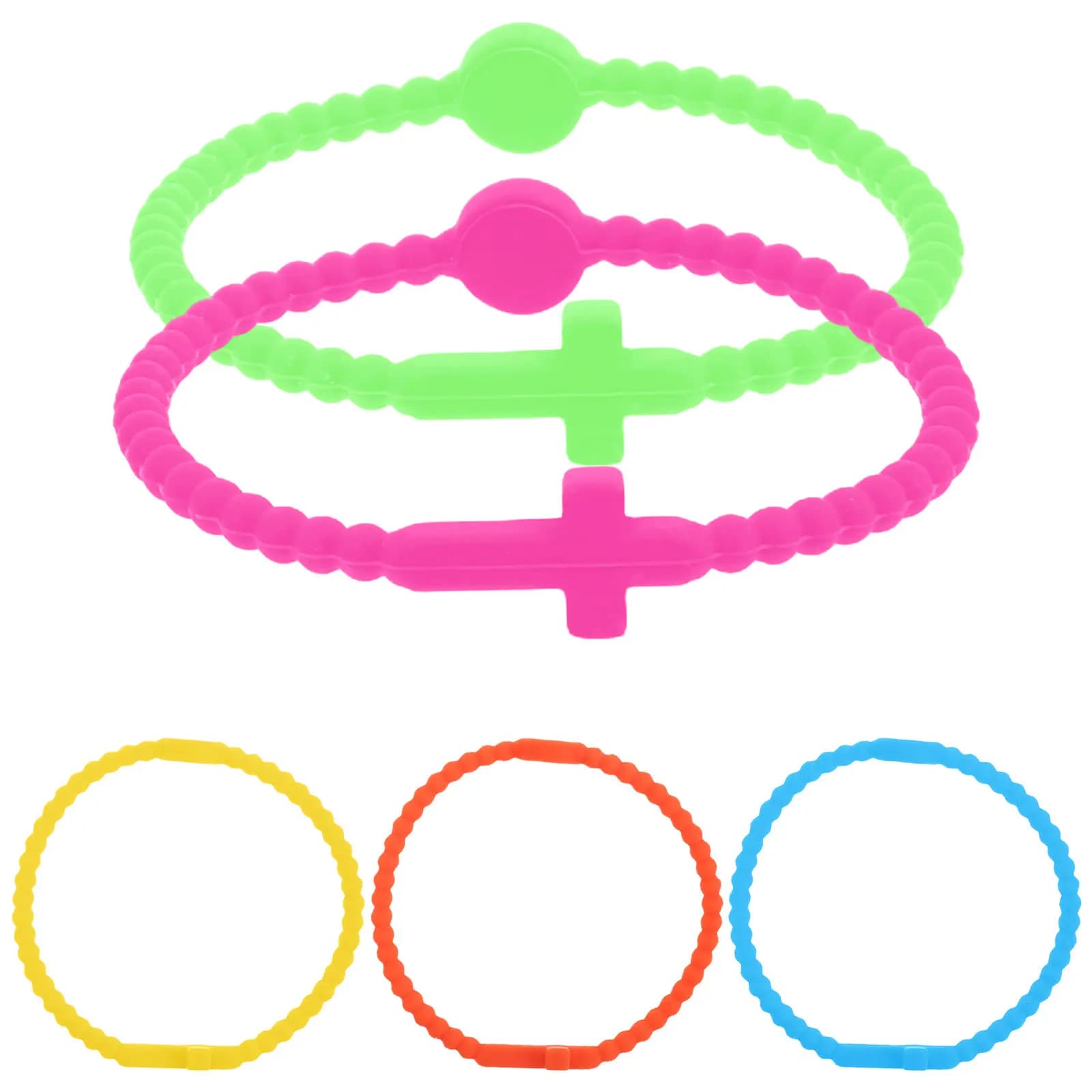 5 cross shape silicone sports bracelets, silicone colored elastic bracelets, comfortable for football, basketball, volleyball