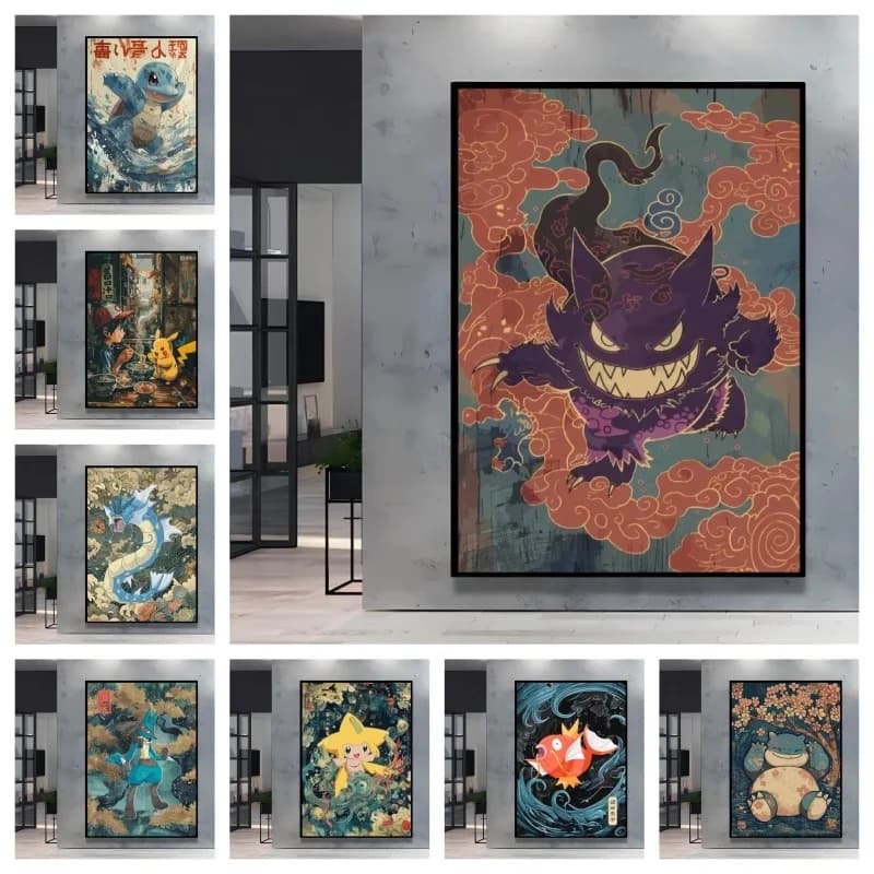5D Diamond Painting Kits Full Drill Pokemon Gengar Retro Anime Cartoon Rhinestone Embroidery Cross Stitch Wall Art Home Decor