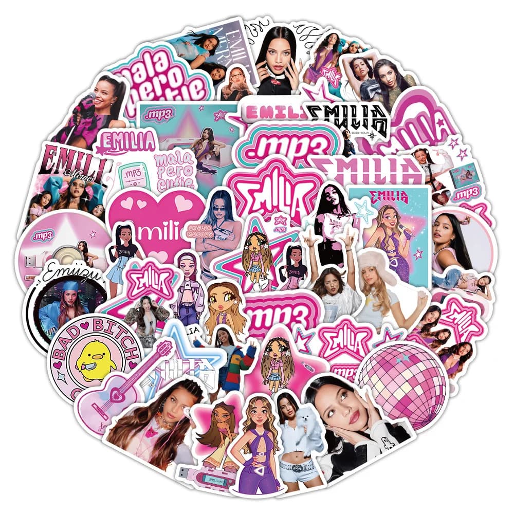 50PCS Hot Actor Emilia Sticker Cartoon Graffiti Decal Toy Creative Decoration Mobile Phone Case Water Cup Stationery Box Desk