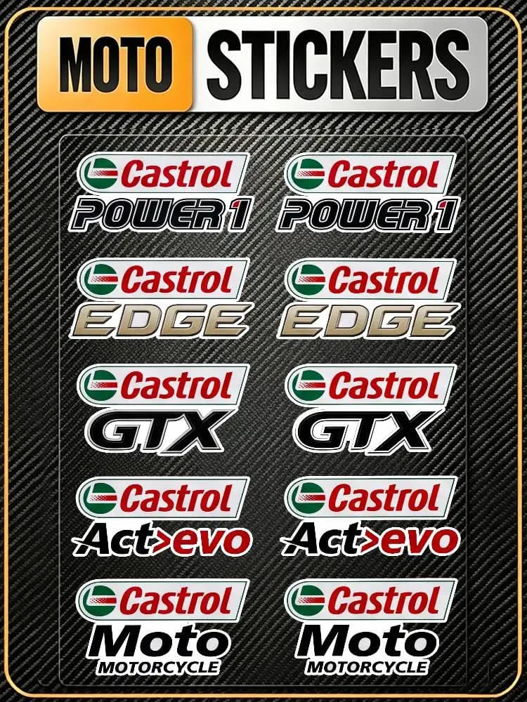 Adesivi Riflettenti Impermeabili di Sicurezza FOR CASTROL, Universali per Bici, Casco, Tazza, Frigorifero
