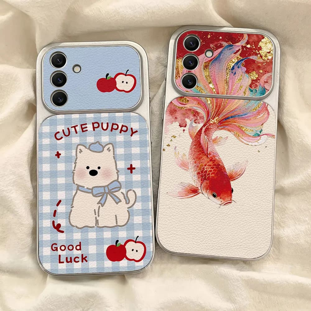 Custodia per telefono in pelle di pesce per Samsung A57 5G A56 A55 A17 A16 A15 A54 A53 A37 A36 A35 A07 A27 S26 Ultra S25 Plus S23 S24 FE Cover
