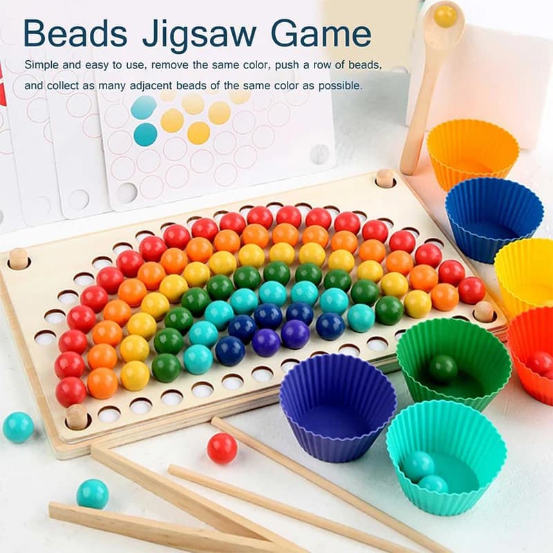 Arcobaleno Clip in legno Go Game Set Dot Bead gioco da tavolo giocattolo arcobaleno Clip Bead coordinazione occhio-mano giocattoli educativi Montessori