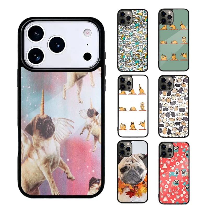 CUTE PUPPY PUG DOG MOPS Phone Case For iPhone 17 Pro Max 17 Air 11 12 13 14 15 16 Pro Max Shockproof rubber Cover