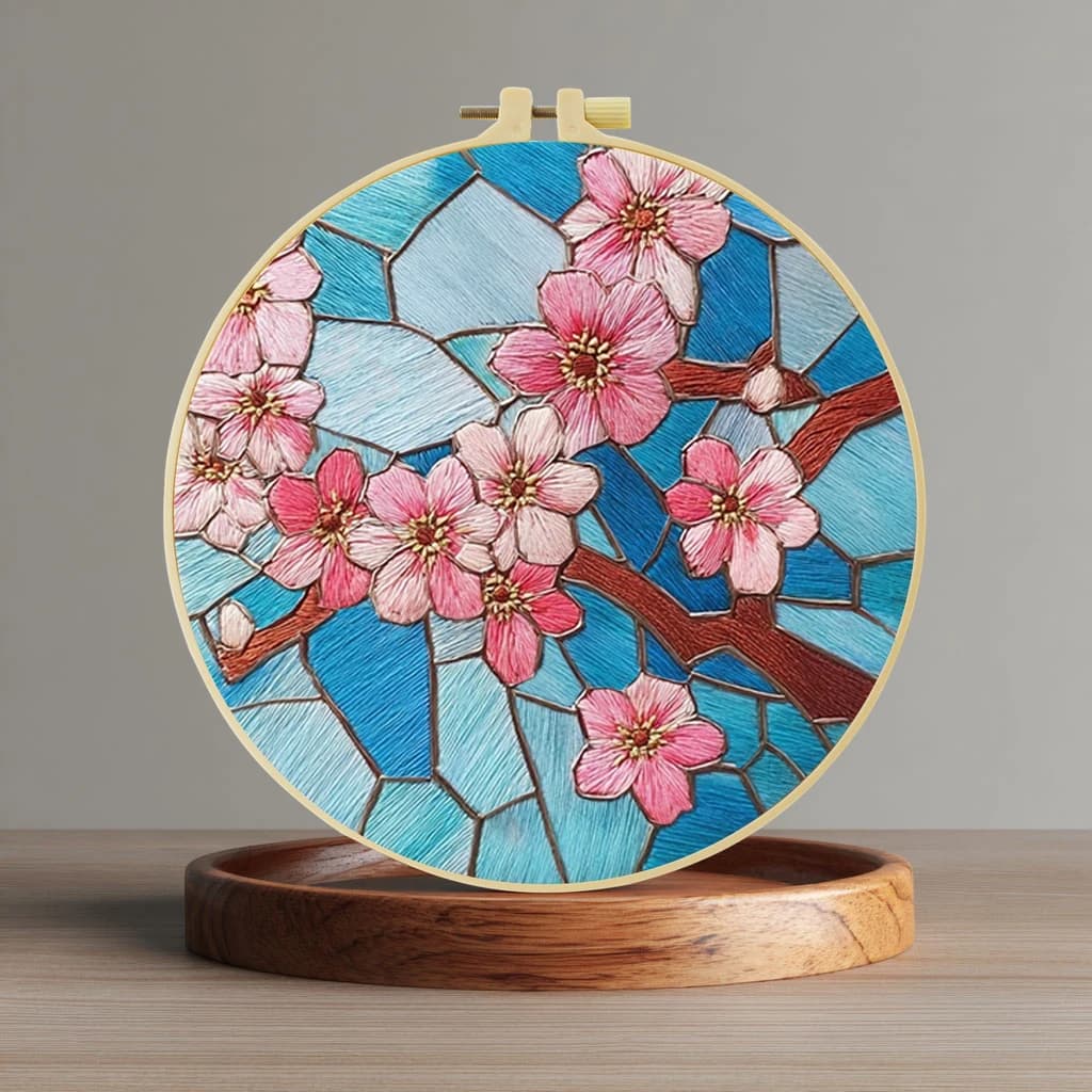 Kit per ricamo a punto croce fai da te 1 pz 20x20 cm/15x15 cm Fiori di pesco a lato finestra, per regalo