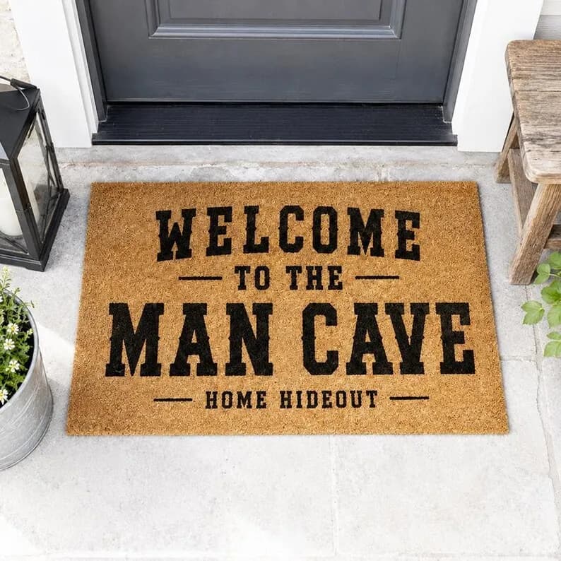 Custom Father's Day Man Cave Doormat Welcome to the Man Cave Mat Funny Dad Gift Front Door Decor Anti-slip Absorbent Doormat