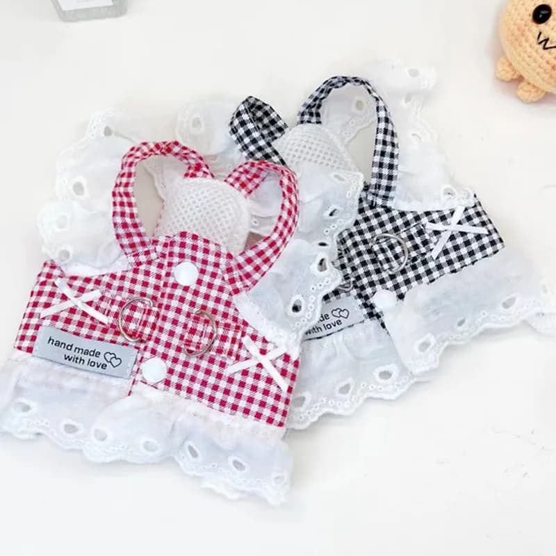 Abito per cani con bretelle Vestiti per cani di moda per cani di piccola taglia Gonna scozzese carina per cuccioli Fiocco in pizzo Abito da principessa per gatti Chihuahua Costumi per animali domestici