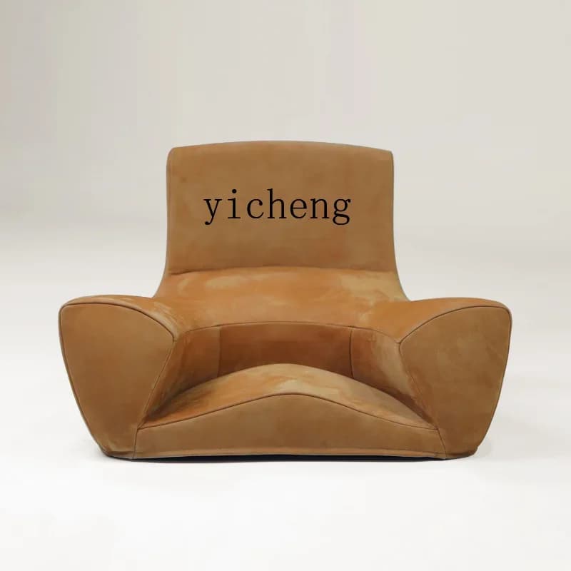 Armchair Comfortable Meditate Zen Chair with Cross Legs Luxury First Layer Frosted Leather Single Sofa Cushion