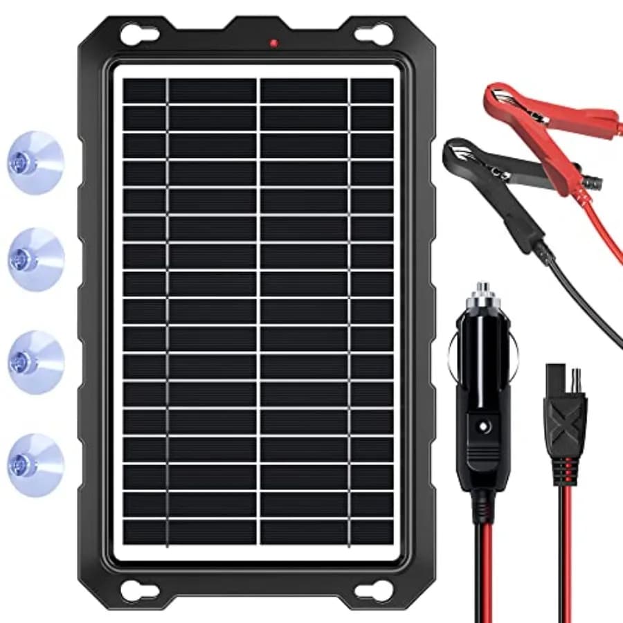 Kit Pannello Solare Portatile Impermeabile 12V 10W per Auto, Barca, Camper, Rimorchio, Moto - Con Regolatore di Carica Integrato e Batteria