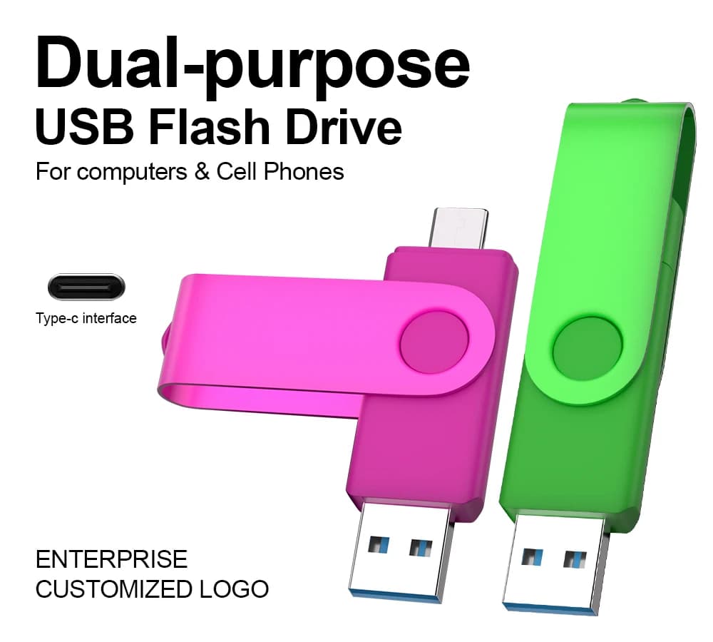 Chiavetta USB Tipo-C 128GB Capacità Reale, Pen Drive 64GB con Portachiavi Gratuito, Memoria USB Creativa per Regali Aziendali, Rossa e Blu 32G