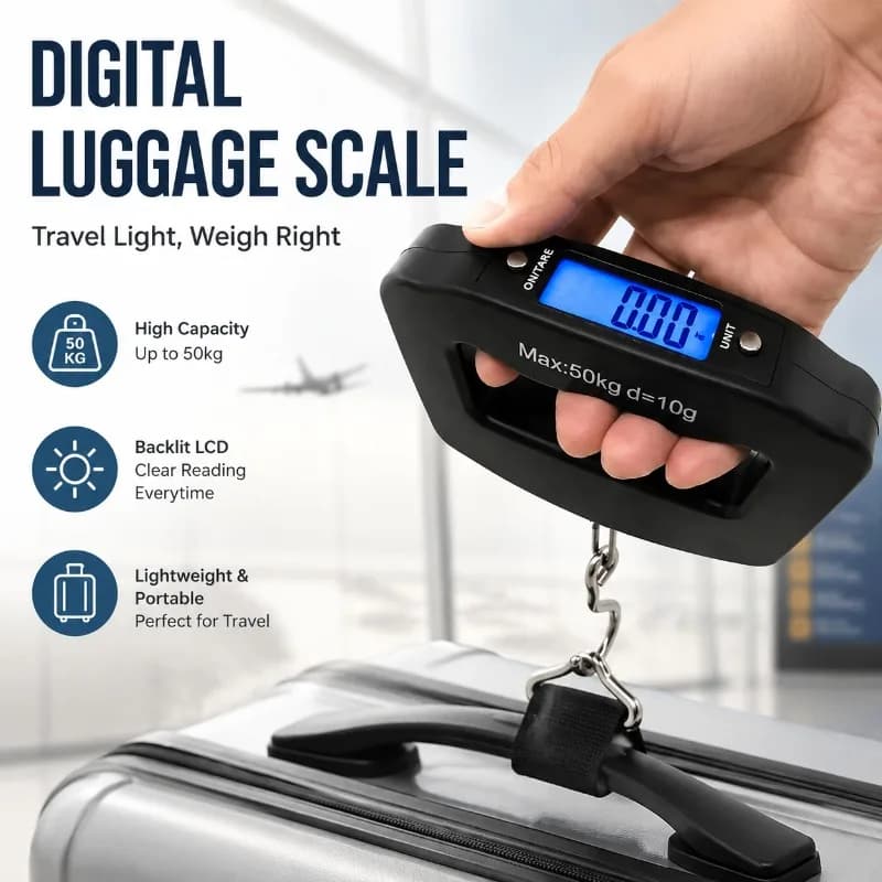 Portable Handheld Luggage Hook Scale 50kg Capacity Travel Baggage Weighing Device Fishing Grocery Express Parcel Weight