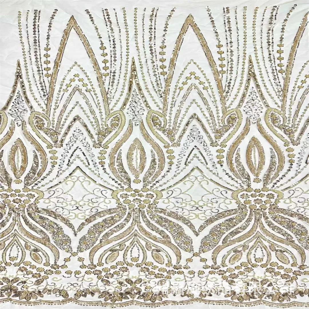 15 Colors Luxury Lace Fabric with Embroidered African Style Beading Sequin Evening Dress DIY Bridal Gown Material