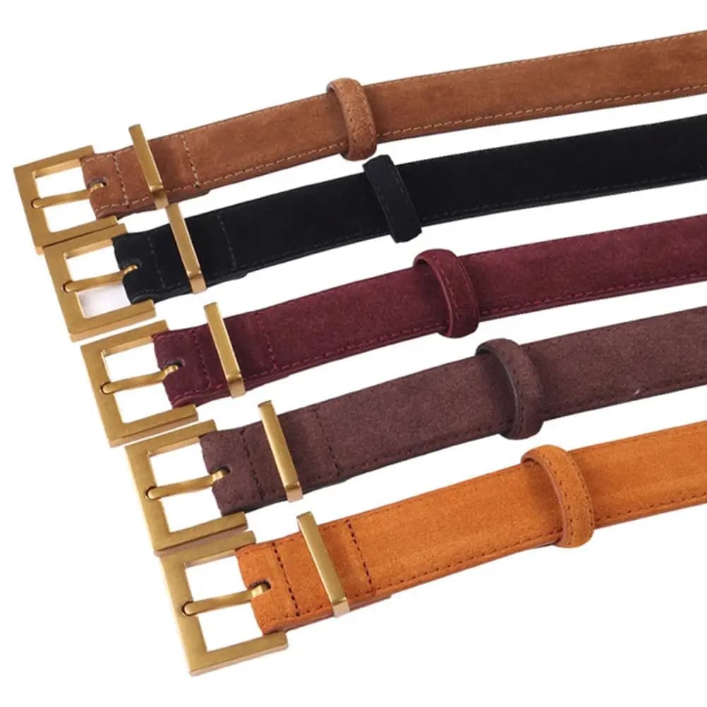 Cintura in pelle scamosciata di lusso da donna casual con jeans Cintura con fibbia quadrata in oro Cintura larga da donna in pelle di vacchetta marrone nero moda