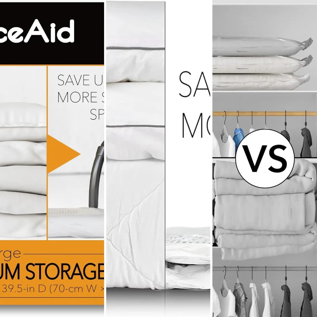 Jumbo Vacuum Storage Bags, Space Saver Sealer Compression Bags for Comforters, Blankets, Pillows, Bedding, Clothes (X-Large 3 Pa