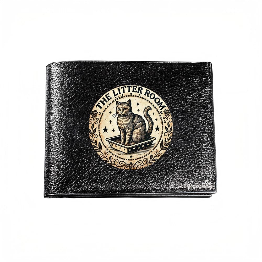 The Litter Room Cat Emblem Men's Wallet Card Holder Casual Business Fashion Print Design