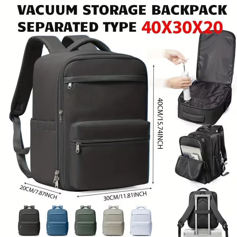 Zaino da Viaggio Comprimibile Sottovuoto 40x30x20 Approvato Ryanair, Borsa da Cabina Approvata Wizzair, Zaino Scolastico