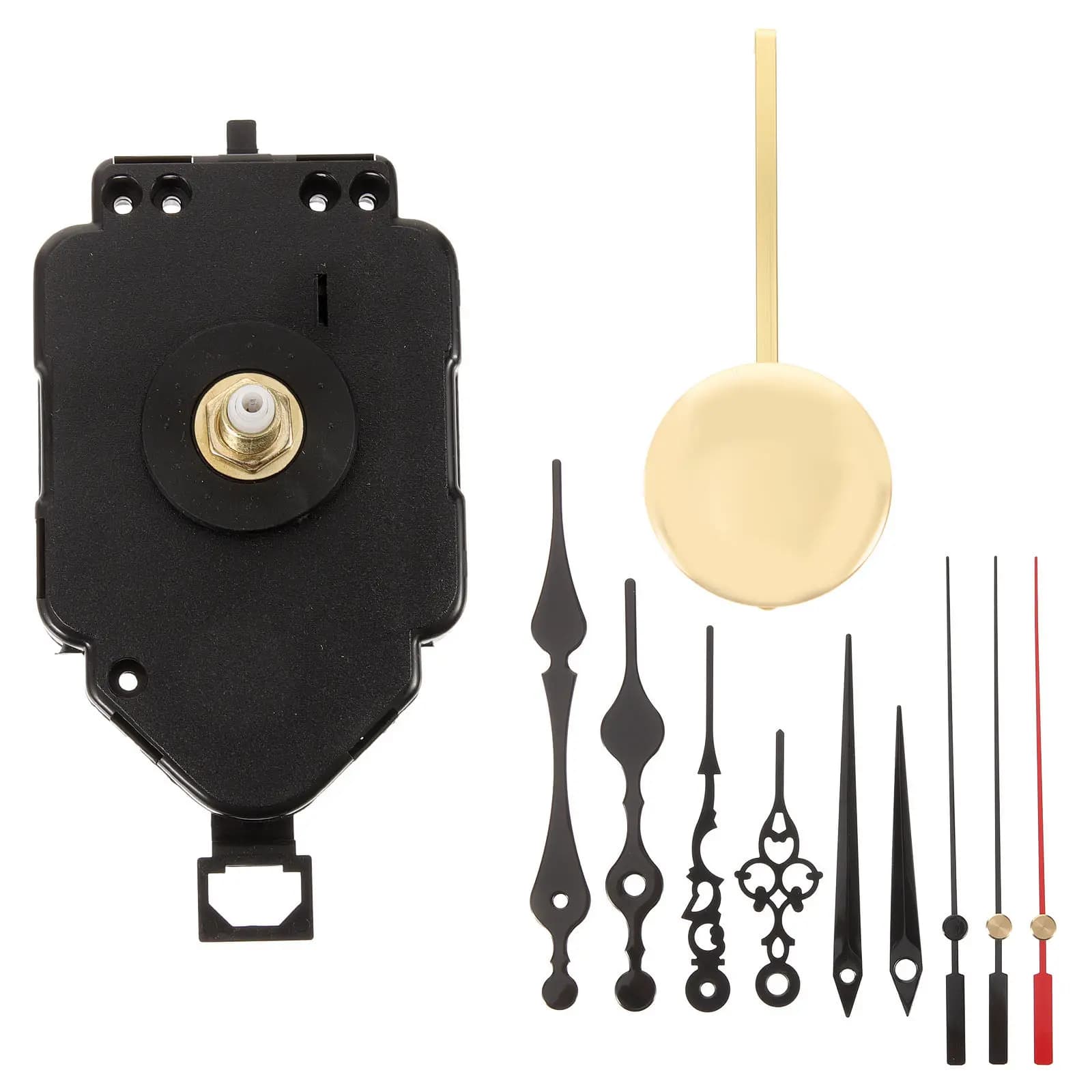 Set di 1 meccanismo per orologio a pendolo, robusto in ferro e plastica, kit di ricambio per orologio da parete fai da te, accessori per riparazione