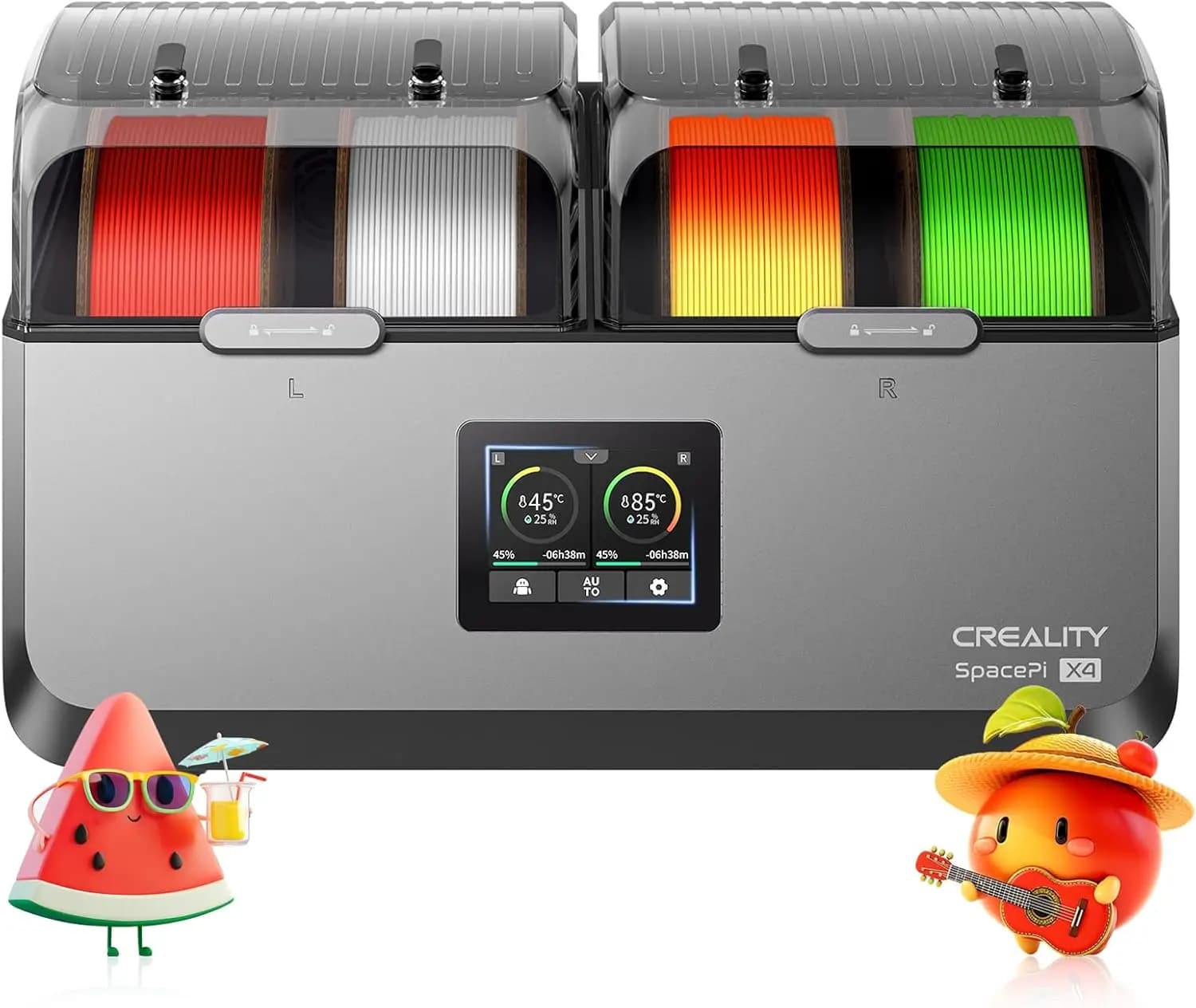 Scatola Asciugatrice per Filamenti a 4 Bobine, 85 ° C Max, Doppio Riscaldamento, Risparmio Energetico per PLA PETG ABS TPU ASA PC PA