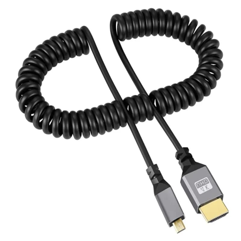 Micro HDMI 4K cable from 0.5-2.4 M Flexible spiral cable with Micro HDMI 4K 60HZ compatible spiral extension for PC Monitor TV