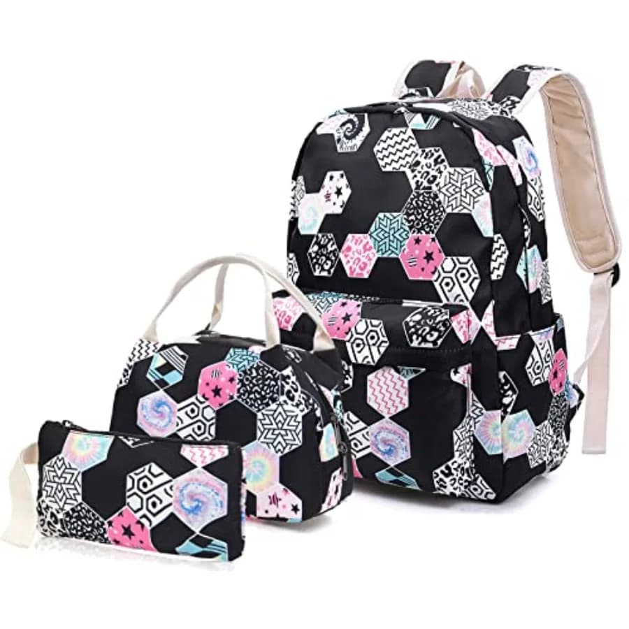 Backpack Set 3-in-1 School Bag, Laptop Backpack Lunch Bag Pencil Case Gift for Teen Boys Girls
