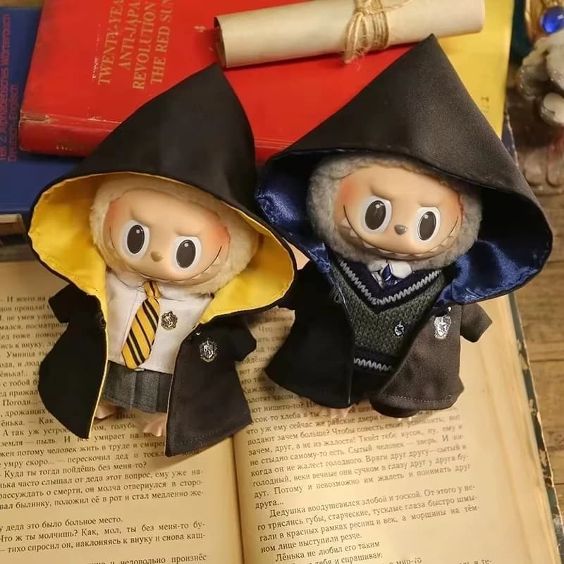 Nuovo 17 centimetri Labubu Pandent Vestiti per le Bambole Scuola Magica Set Bacchetta Magica Cappello da Strega Fascia Cosplay Ornamenti Vestire Regali del Festival