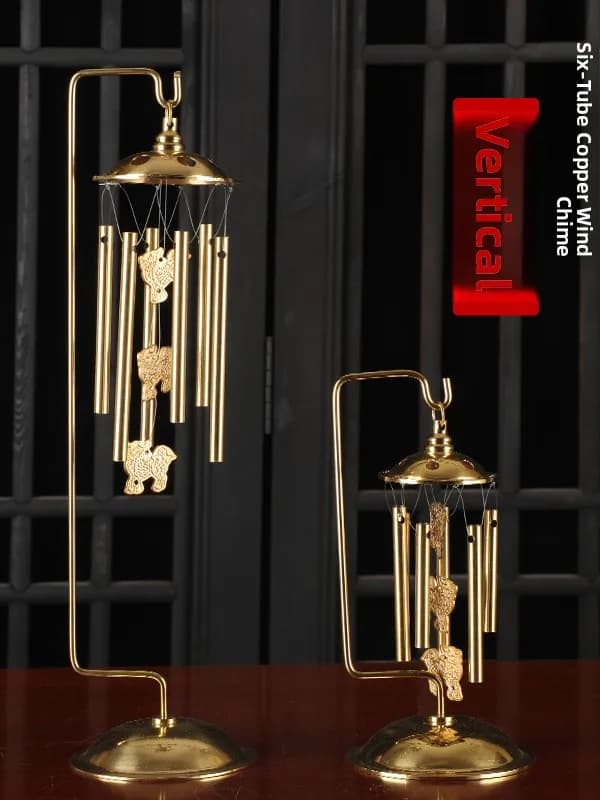 Pure Brass Wind Chimes with Base for Good Luck Feng Shui Window Decorative Item Clear Chime Sound Large Hanging Wind Chimes