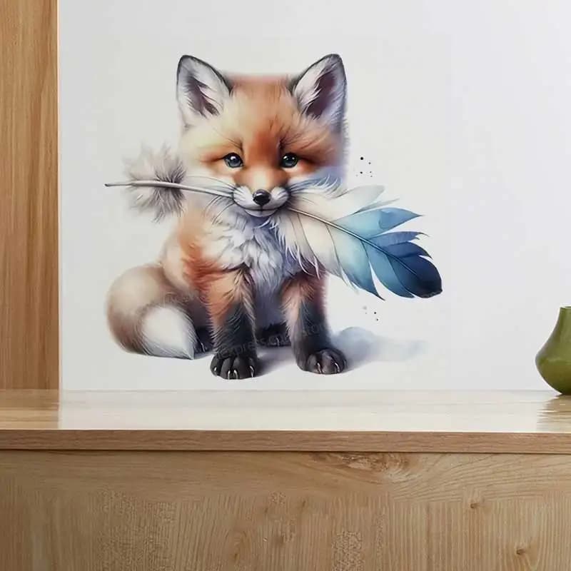 Cute Fox/Spotted Cat Toilet Cover Decal Self-Adhesive Bathroom Wall Sticker Home Decor Stickers HE484