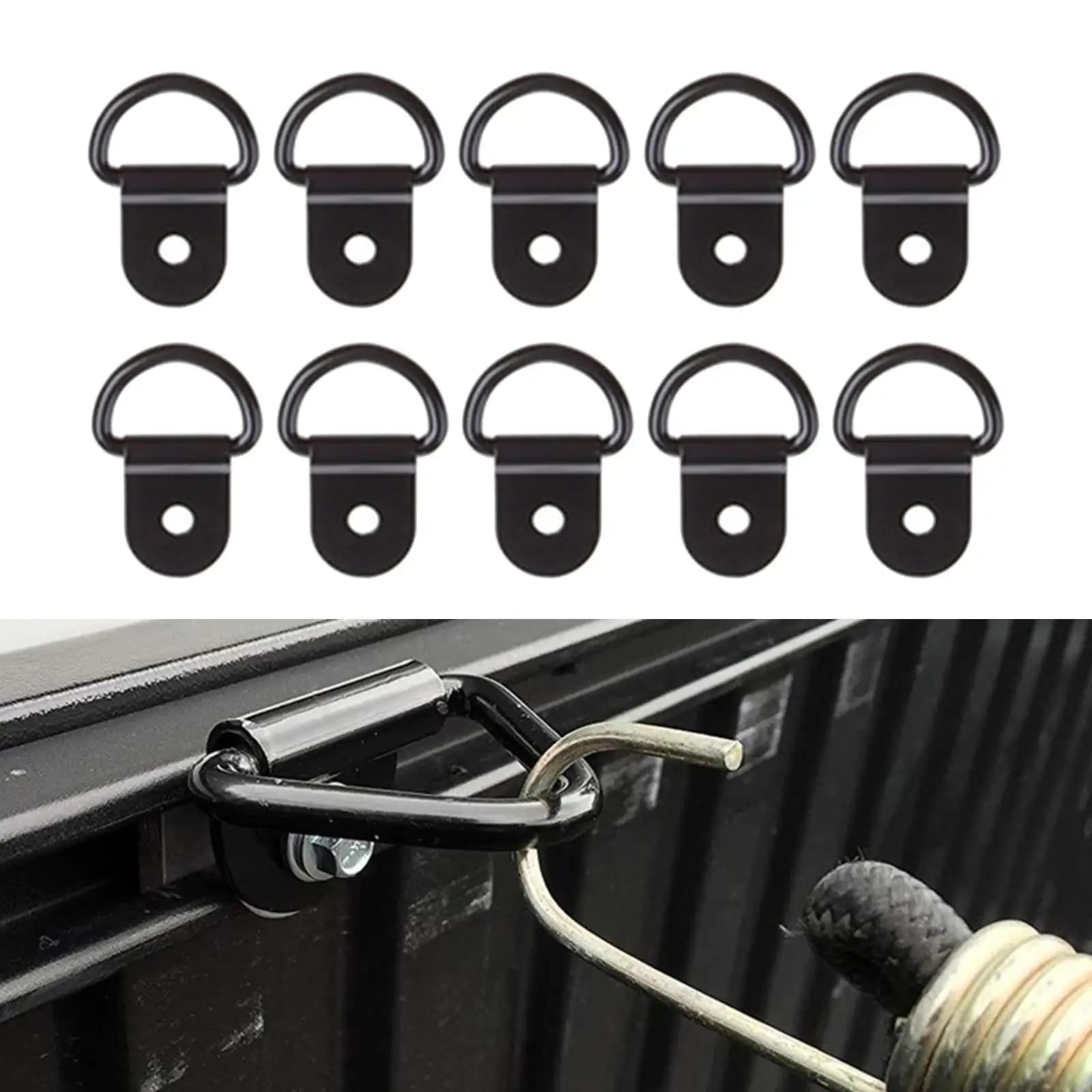 10x Black D Shape Pull Hook Tie Down ancore Ring Iron acciaio inossidabile Cargo Tie Down Ring per rimorchi per autocarri RV Boats