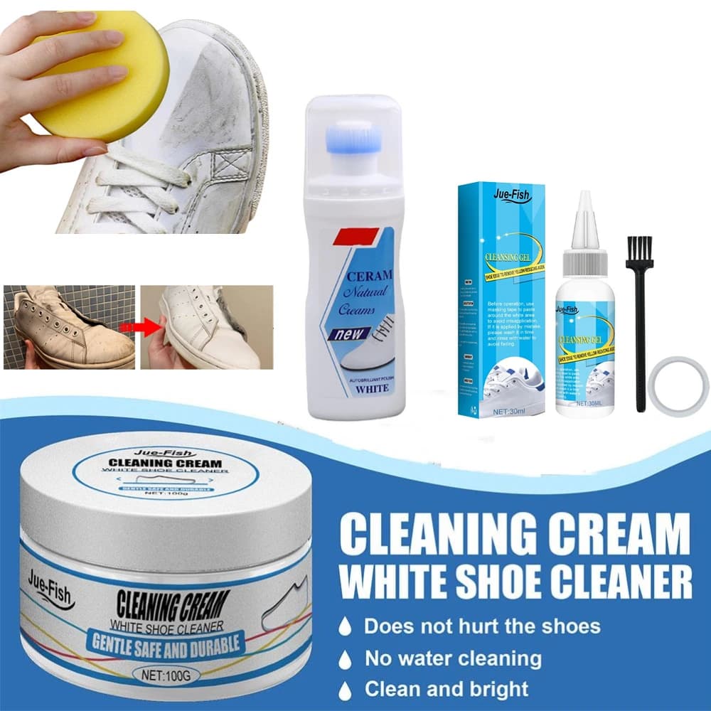 Crema detergente per scarpe bianche Smacchiatore per scarpe Crema detergente sbiancante multiuso con spugna per scarpe da ginnastica
