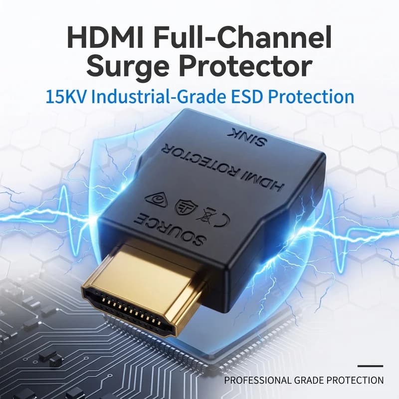 HDMI Surge Protector for ESD Lightning Surge HDTV Accessories Compliant with HDMI 1.4 HDCP work for HDTV DVD PC PS3 HDMI to HDMI