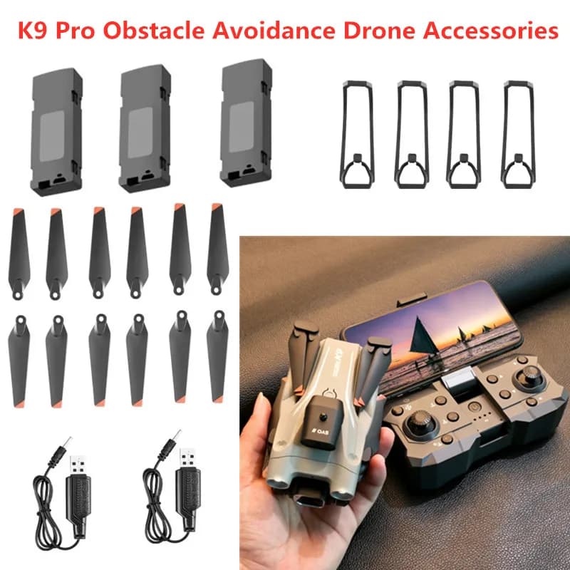 K9 Pro 4K RC Drone Spare Parts 3.7V 1800mAh battery/Propeller/Protect frame for K9PRO Drone Accessories K9 Pro Drone Battery