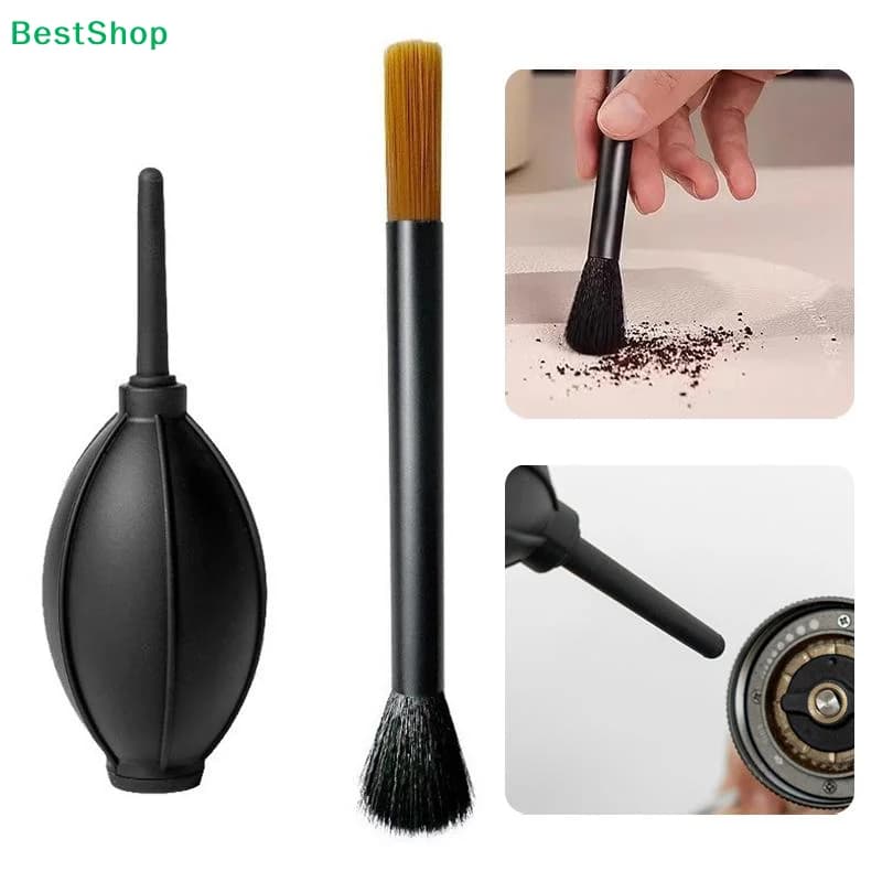 2/3pcs Coffee Grinder Cleaning Tool Set Coffee Measuring Spoon Air Blower Cleaning Brush for Espresso Office Use Barista