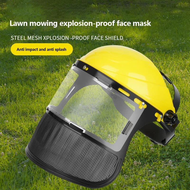 Nuovo cappello da casco di sicurezza per decespugliatore da giardino con maschera protettiva in rete a pieno facciale per la protezione forestale del decespugliatore di registrazione