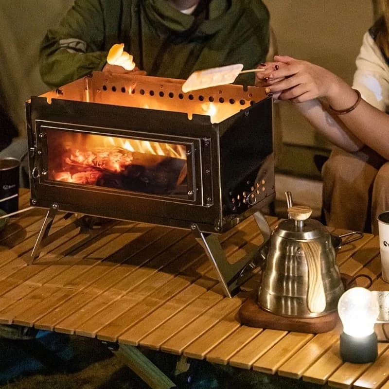 Stufa a legna da ardere in acciaio inossidabile Camino portatile leggero per picnic Riscaldamento da campeggio Stufa senza fumo Stufe di sopravvivenza per turismo
