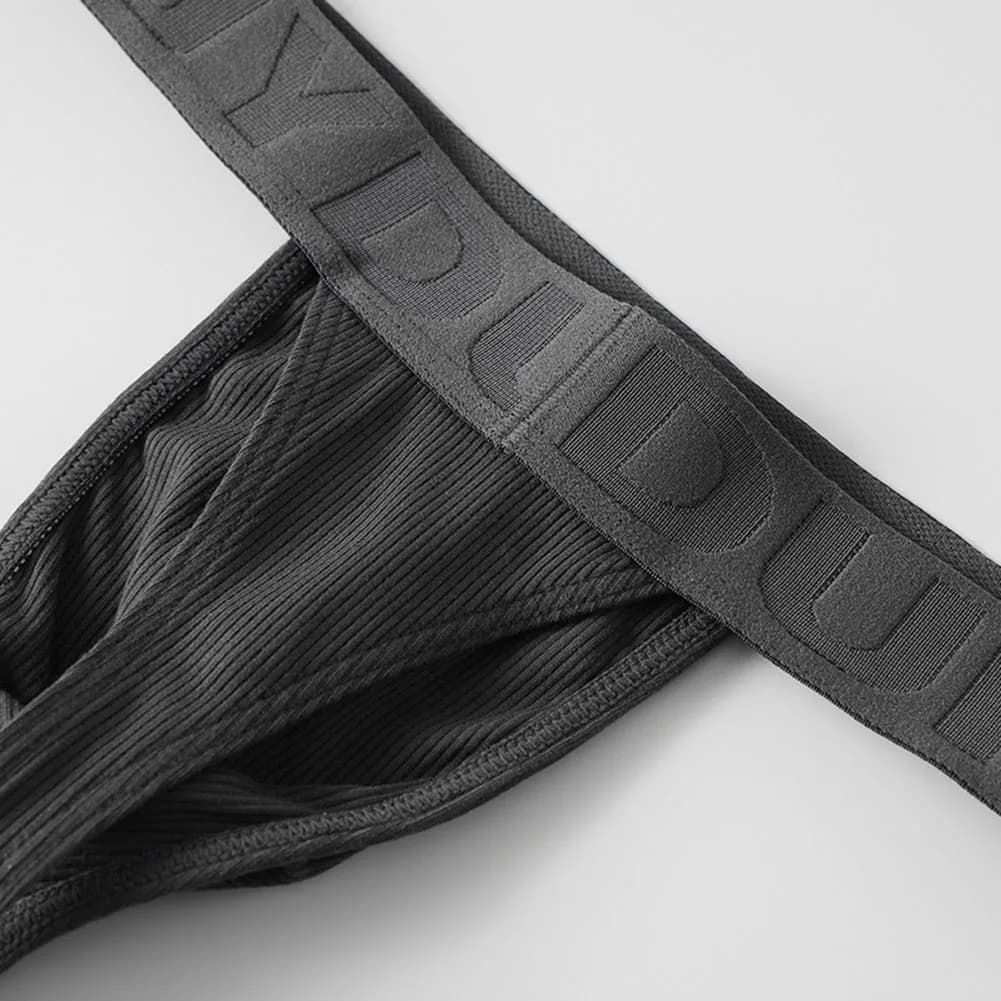 Slip a vita bassa elasticizzato da uomo a costine, colore rosa e bianco, per sport e fitness, modello T-Back/G-string