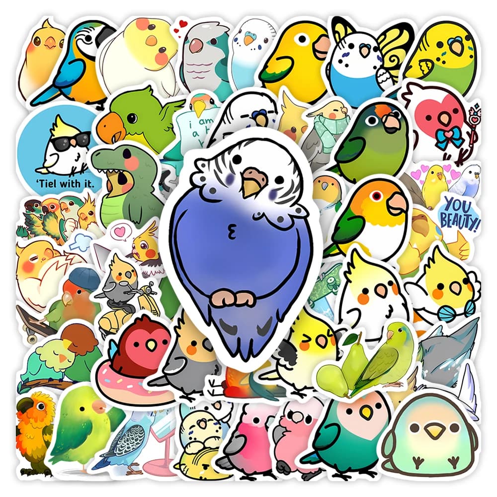 Simpatico cartone animato pappagallo adesivi uccello divertimento fai da te giocattolo per bambini regalo decalcomania decorativa per scrapbook laptop telefono bagagli bottiglie impermeabile