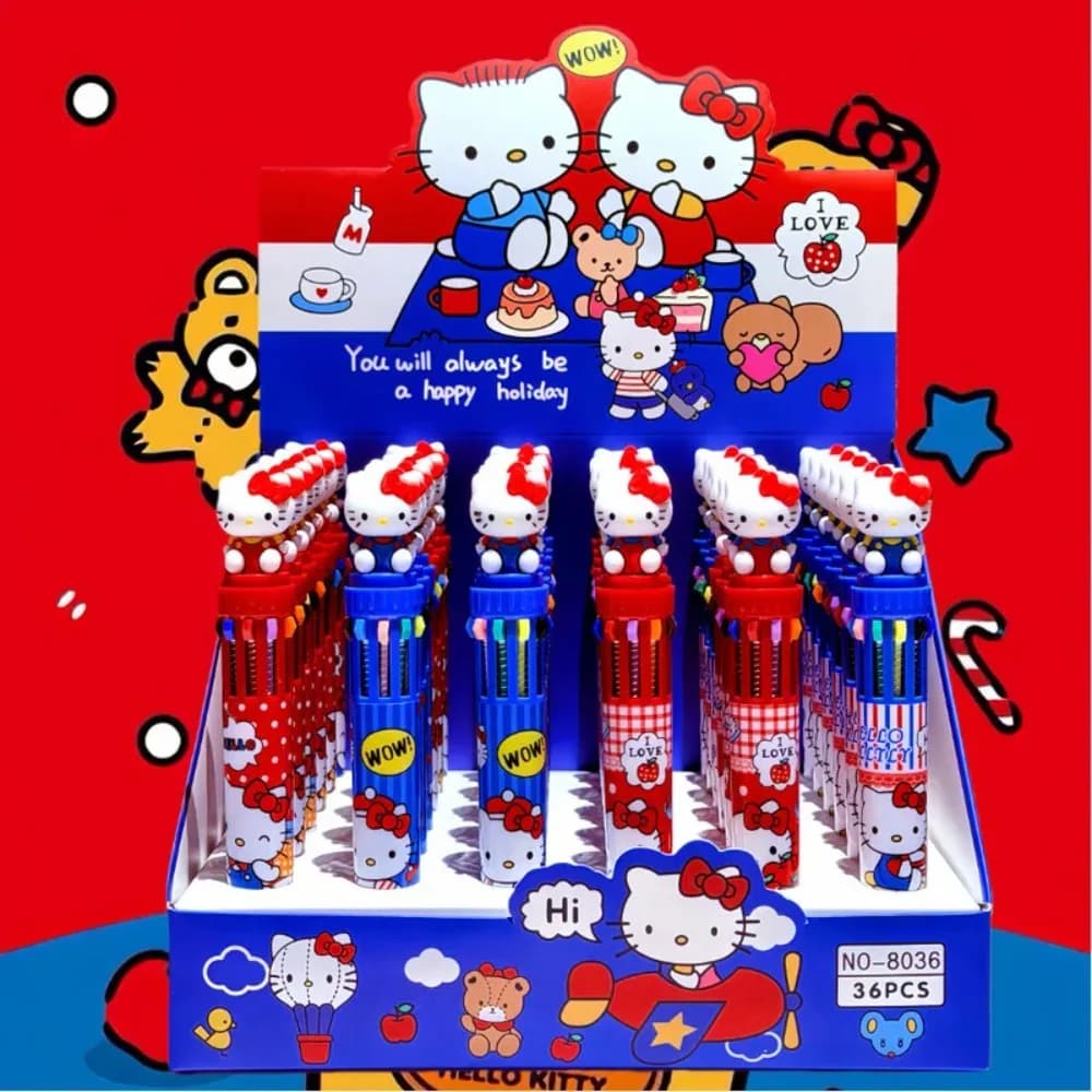 Set di 36 Penne a Sfera Anime Kt a 10 Colori, Carine Penne da 0,7mm per Quaderni, Pennarelli per Apprendimento, Regalo di Cancelleria