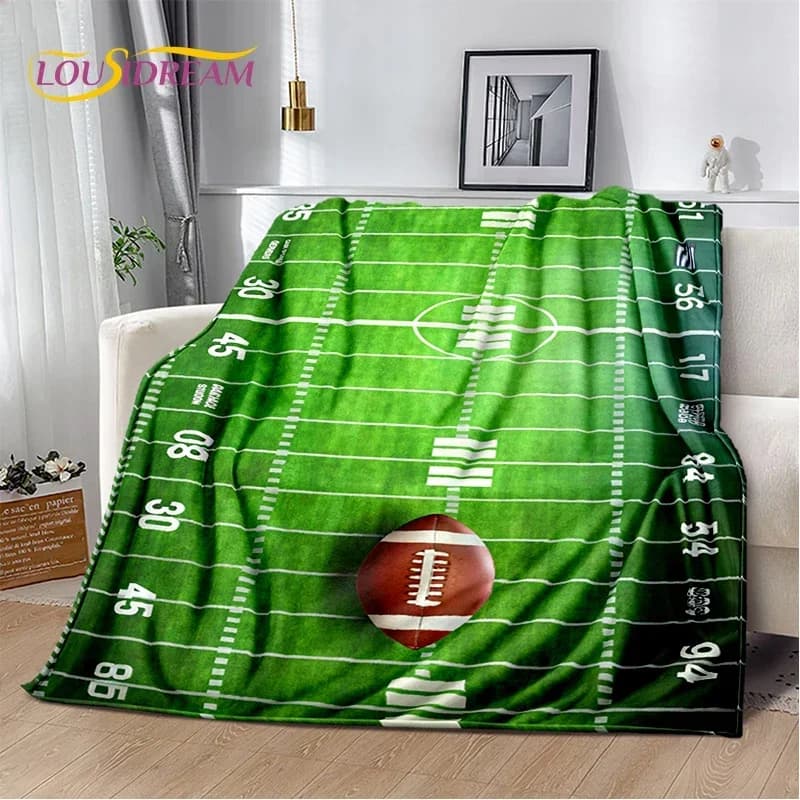 Cartoon 3D Rugby Field Rugby American Football Soft Blanket,Soft Throw Blanket for Home Bedroom Bed Sofa Travel Cover Child 013