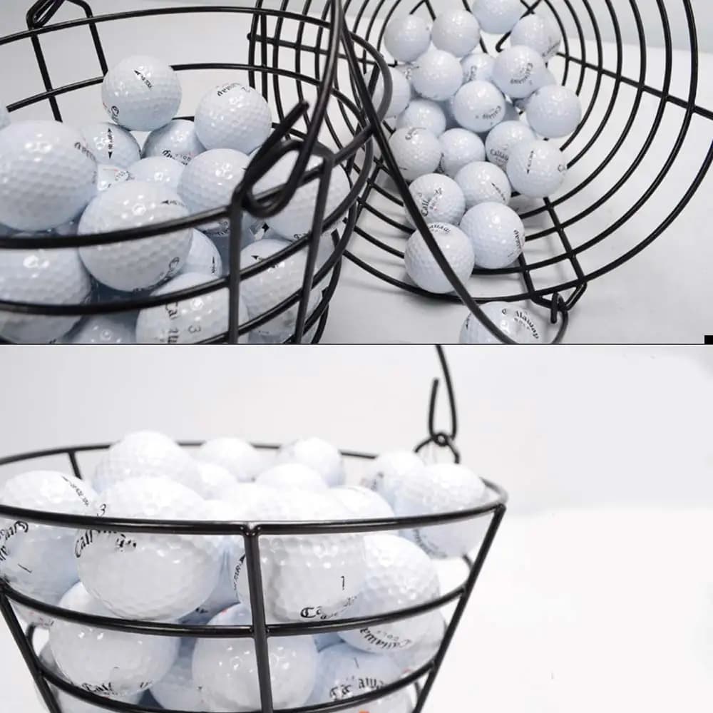 Metal Wire Golf Ball Basket With Handle Balls Container Golf Ball Carrying Bucket Storage Bin Stackable Utility